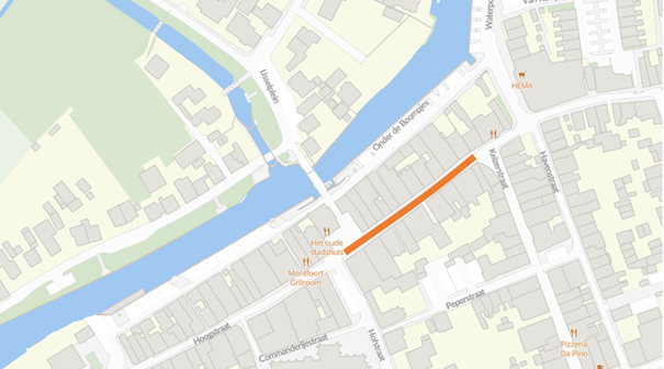 Afbeelding gewijzigde rijrichting Hoogstraat oostelijk deel vanaf 17 april 2023