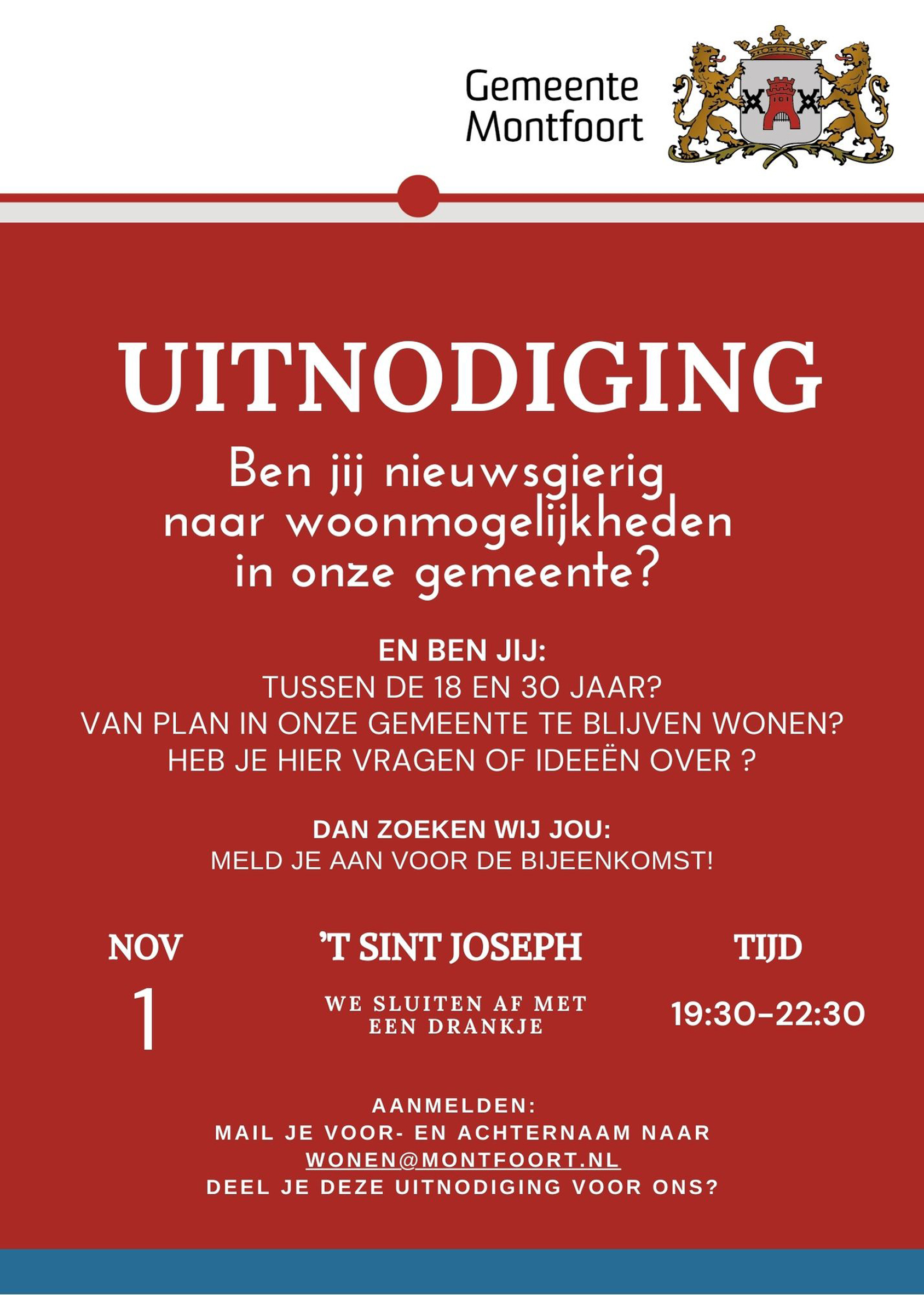 Gemeente Montfoort uitnodiging - Rood A5 DEF