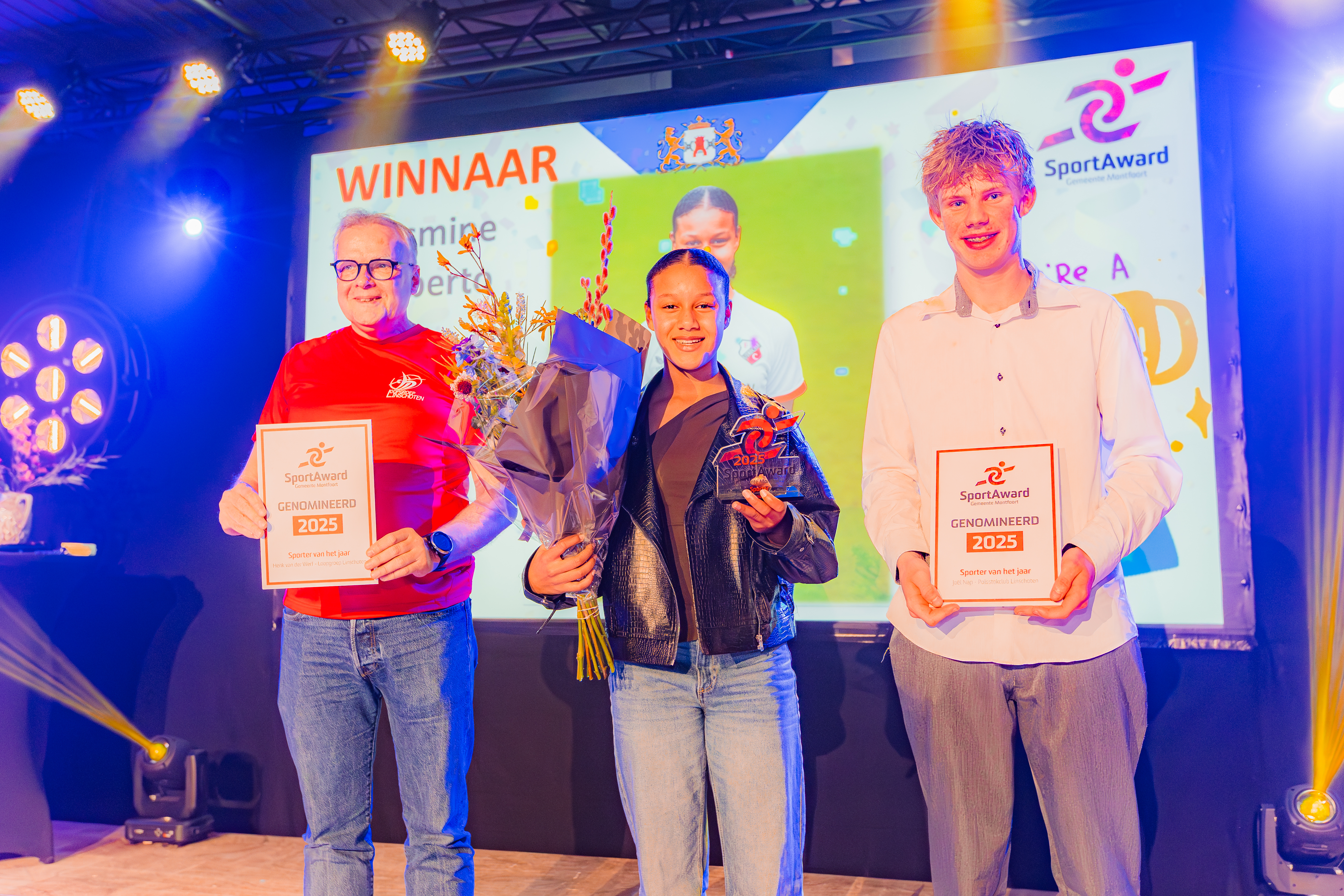 Winnaar Jasmine, genomineerden Joel en Henk