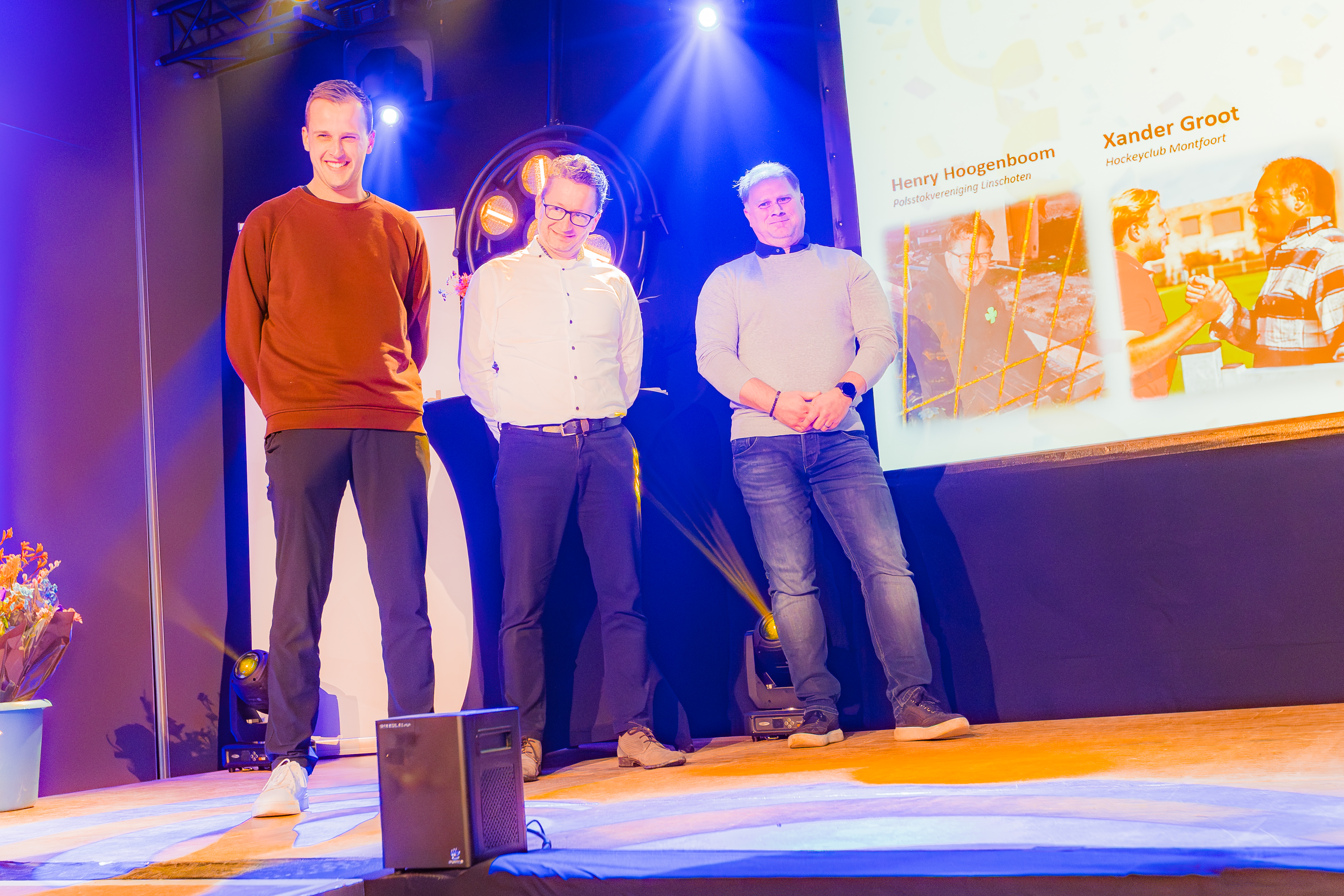 Pdium met Rick, Henry en Xander